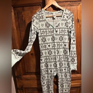 Victoria’s Secret PINK baby mint blue long John Pajamas